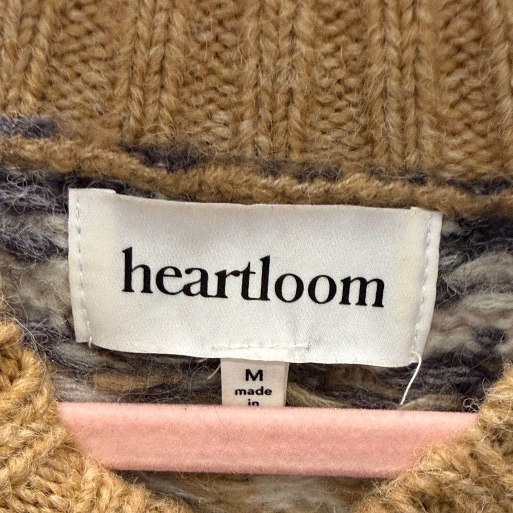 Heartloom Camel Fair Isle Crewneck Sweater with Navy & White Yoke - Picture 2 of 2